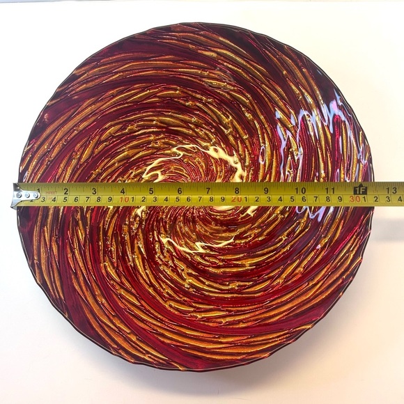 Artistic Accents Glass Decorative Bowl Red Orange Gold Silver Made in Turkey - Picture 4 of 11